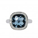 Azur diamantring med topas 14 kt hvitt gull thumbnail