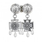 Sett med Halsknapp med rosett i korslauv+mansjettknapper OKSIDERT Vossasylv thumbnail