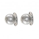 Sett med Halsknapp med rosett i korslauv+mansjettknapper OKSIDERT Vossasylv thumbnail