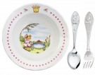 Grøtskål med sølvskje og gaffel Prinsesse fra Eik thumbnail