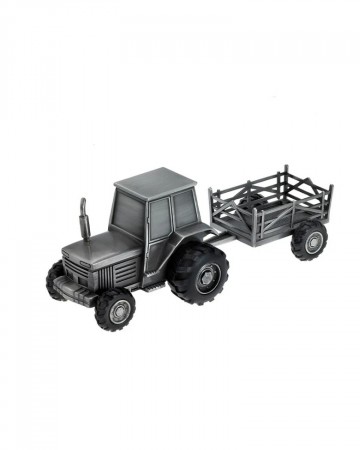 Sparebøsse traktor med henger, fortinnet *STRAKS PÅ LAGER IGJEN*