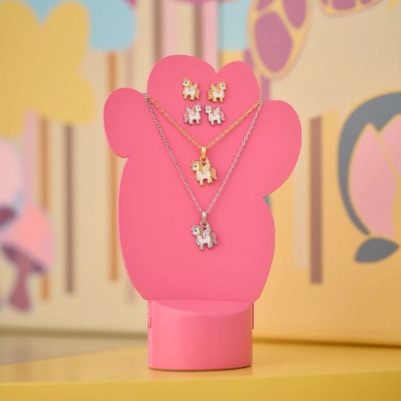 ørestikk i rhodinert sølv med emalje