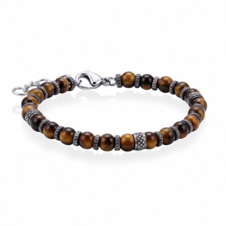 Armbånd stål tigerøye 17+3cm