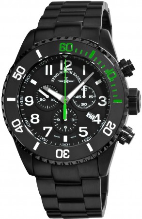 Zeno-Watch Basel Chrono black+green 6492-5030Q-bk-a1-8M 46 mm