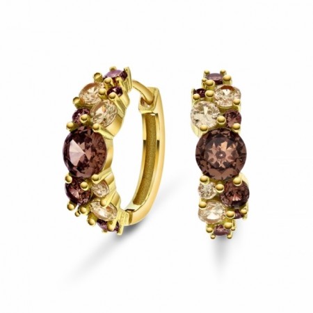 68737-01 - Forgylte kreoler med brune/champagne cz