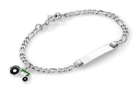 ARMBÅND I SØLV MED GRØNN TRAKTOR PIA OG PER