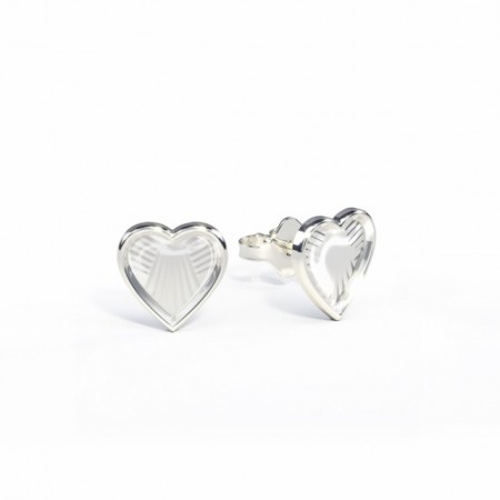 Ørestikk i sølv - Hvite hjerter