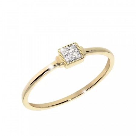 Rosetta diamantring 14 kt gult gull