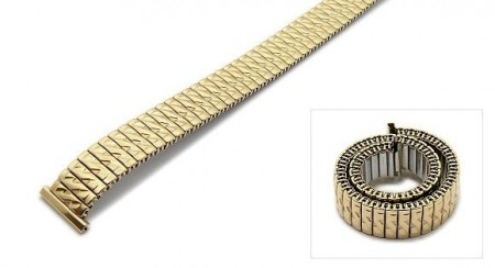 Watch strap Fixoflex S expansion strap 12mm stainless steel golden partly polished by ROWI