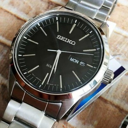 SEIKO mens solar svart urskive lenke