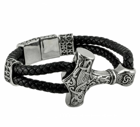 Vikingarmbånd med thors hammer M/L