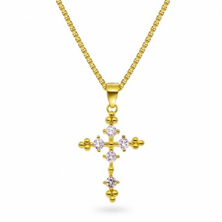 66050 - Kors i forgylt sølv med cz