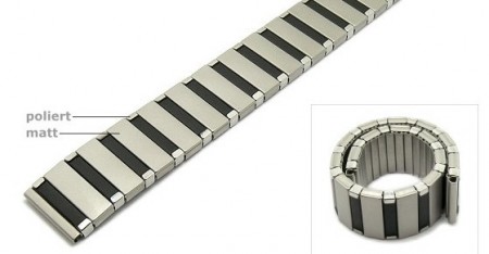 Watch strap Fixoflex C expansion strap 18mm stainless steel dual tone partly polished by ROWI