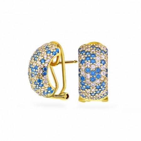 68731-07 - Forgylte halvkreoler med hvite/blå cz.