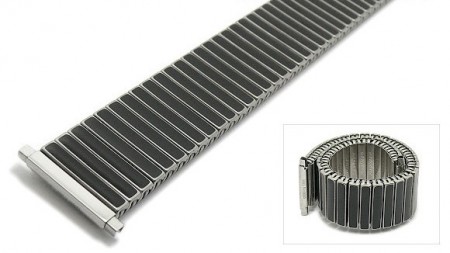 Watch strap Fixoflex S expansion strap 20-25mm stainless steel/ceramic dual tone silver/black by ROWI