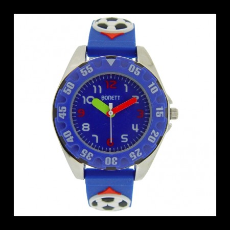 Bonett gutteur fotball blå gummirem