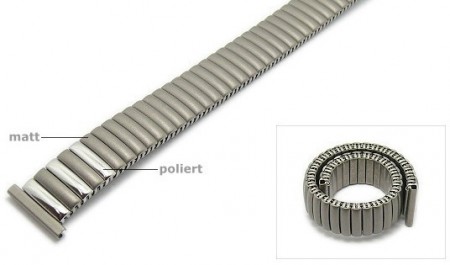 Watch strap Fixoflex S expansion strap 16mm titanium silver partly polished by ROWI