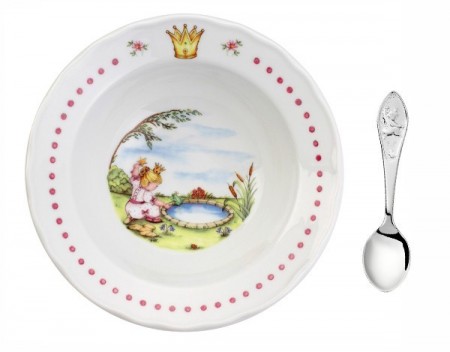 Grøtskål m/babyskje prinsesse