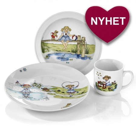 3 deler porselen Hjertevenn pike