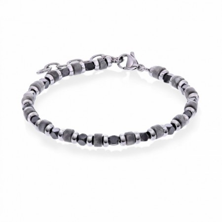 Armbånd stål labradoritt 17+3cm