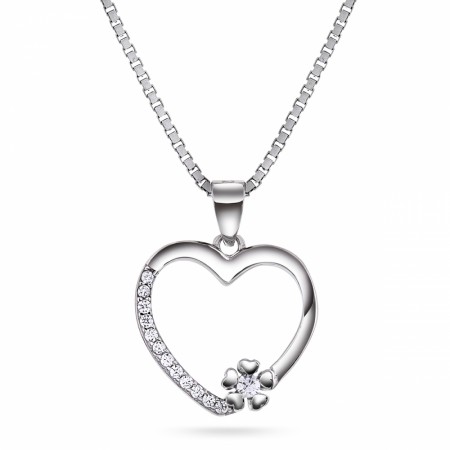 66044 - Rhodinert sølvanheng hjerte med cz