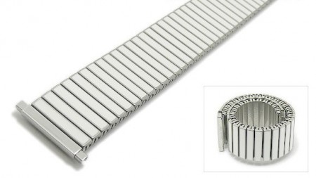 Watch strap Fixoflex S expansion strap 20-25mm stainless steel/ceramic dual tone silver/white by ROWI