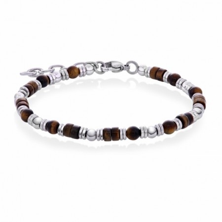 armbånd stål tigerøye 17+3cm