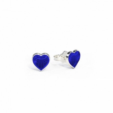 Ørestikk i sølv - Små blå hjerter