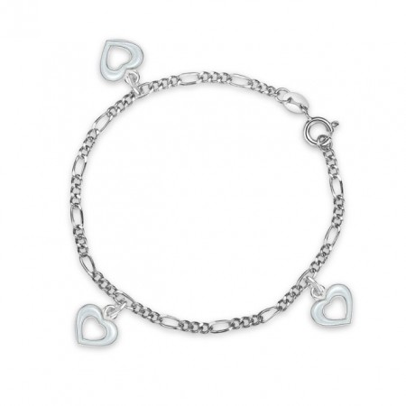 Charms-armbånd i sølv - Åpne hvite hjerter