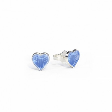 Ørestikk i sølv - Små lyseblå hjerter