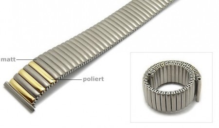 Watch strap Fixoflex S expansion strap 22mm titanium dual tone partly polished by ROWI