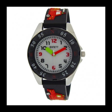 Bonett gutteur brannbil sort gummirem