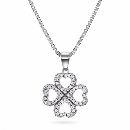  66042 - Rhodinert sølvanheng firkløver med cz