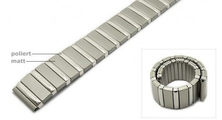 Watch strap Fixoflex C expansion strap 18mm stainless steel silver partly polished by ROWI