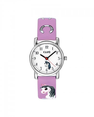 CLUB barneklokke Lys Lilla / Hest 27 mm SH56547P-HAL