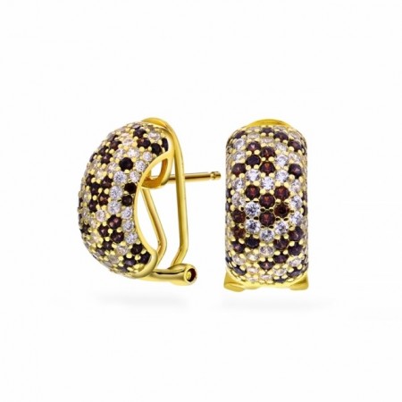 68731-05 - Forgylte halkvkreoler med hvite/brune cz