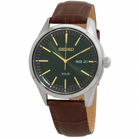 SEIKO mens solar sort urskive reim