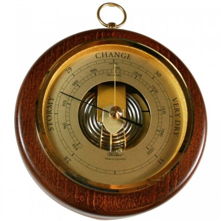 Fischer Barometer, messing/nøtt Ø: 16,5cm