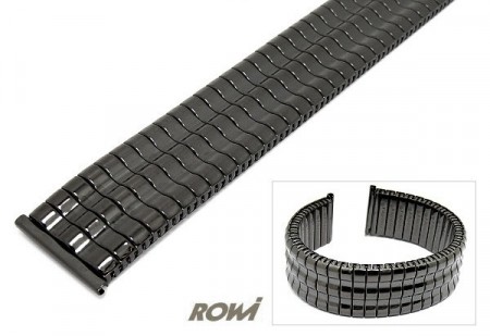 Watch band Fixoflex S expansion band stainless steel black 22mm elegant ROW