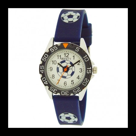 Bonett gutteur fotball hvit skive blå rem