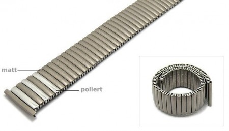 Watch strap Fixoflex S expansion strap 22mm titanium silver partly polished by ROWI
