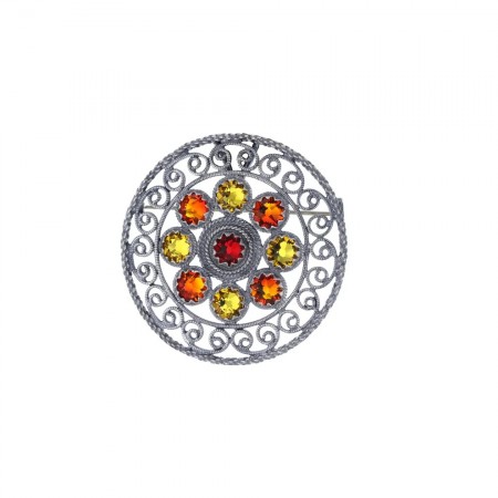 Nostalgi nål/anheng med krystall, oksidert