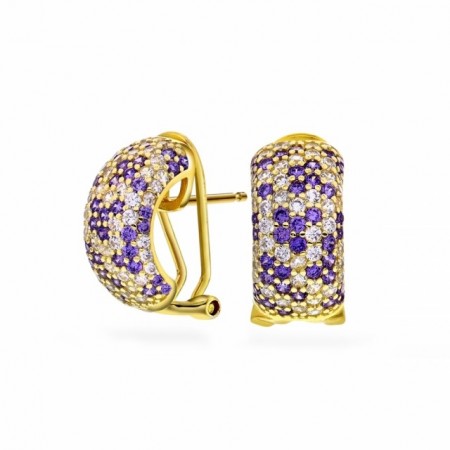 68731-03 - Forgylte halvkreoler med hvite/lilla cz