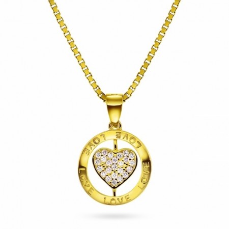 66040 - Forgylt sølvanheng hjerte med cz