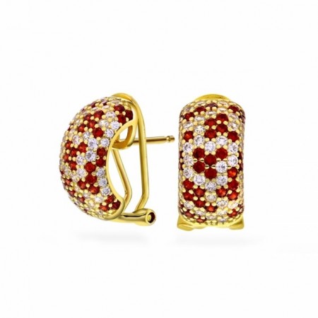 68731-04 - Forgylte halvkreoler med hvite/røde cz.