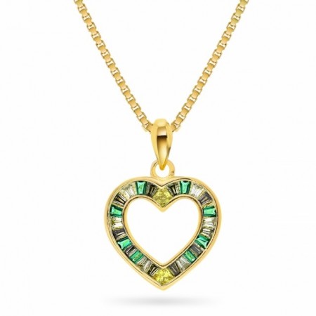 67823 - Forgylt sølvanheng hjerte med grønn cz.