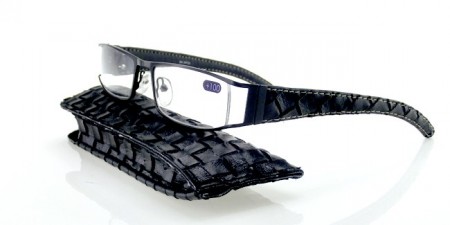 8336 metallbrille med lærstenger+etui