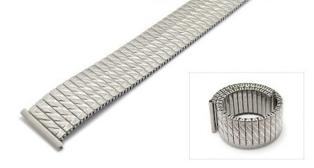 Watch strap Fixoflex S expansion strap 22mm stainless steel silver partly polished by ROWI