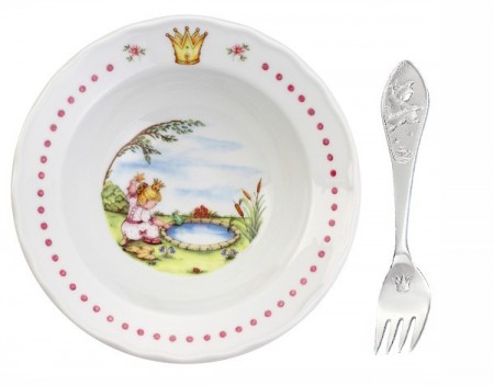Grøtskål m/gaffel prinsesse