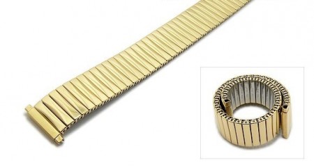 Watch strap Fixoflex S expansion strap telescopic ends 16-20mm stainless steel golden polished ROWI